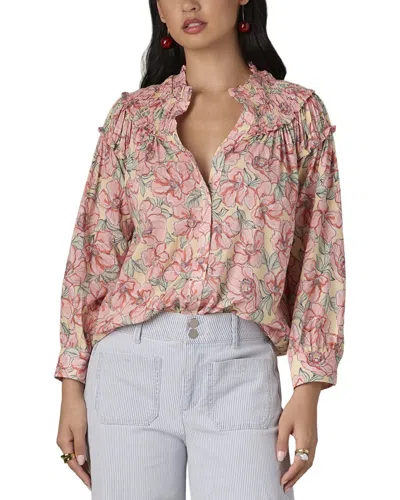 Wit & Wisdom 3/4 Blouson Sleeve Smocked Yoke Top In Multi