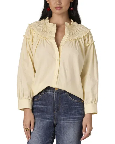 Wit & Wisdom 3/4 Blouson Sleeve Smocked Yoke Top In Neutral