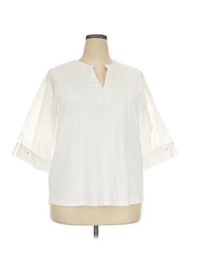 Pre-owned Wit & Wisdom 3/4 Sleeve Blouse In Ivory