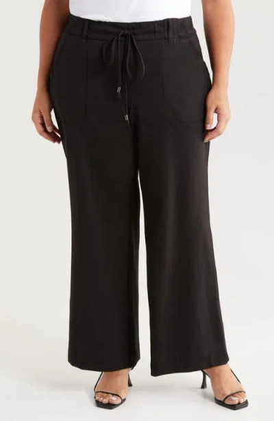 Wit & Wisdom 'ab'leisure Drawstring High Waist Wide Leg Ponte Pants In Black