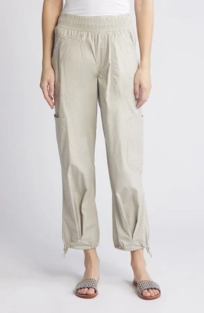 Wit & Wisdom 'ab'leisure Skyrise Pull-on Straight Leg Poplin Cargo Pants In Seashell