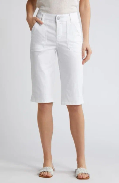 Wit & Wisdom 'ab'solution Denim Knee Shorts In Optic White