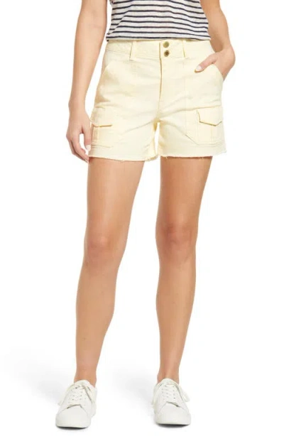 Wit & Wisdom 'ab'solution Frayed High Waist Cargo Shorts In Lelu Lemon Lush