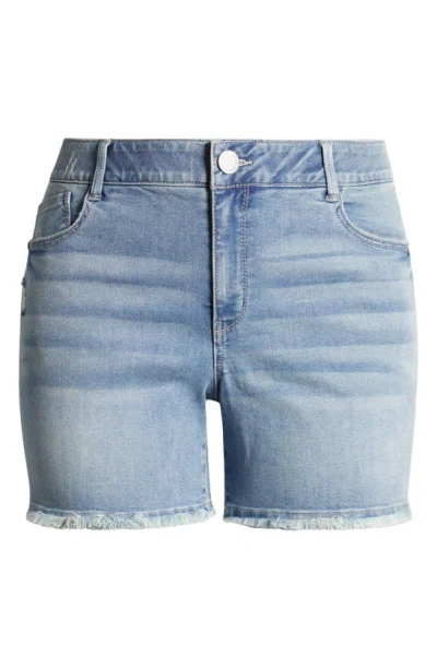 Wit & Wisdom 'ab'solution Frayed High Waist Denim Shorts In Light Blue Vintage