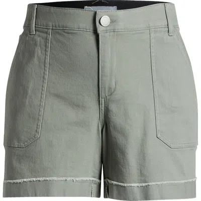 Wit & Wisdom 'ab'solution Frayed Patch Pocket High Waist Denim Shorts In Deep Seagrass