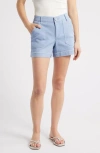 Wit & Wisdom 'ab'solution Frayed Patch Pocket High Waist Twill Shorts In Horizon Blue