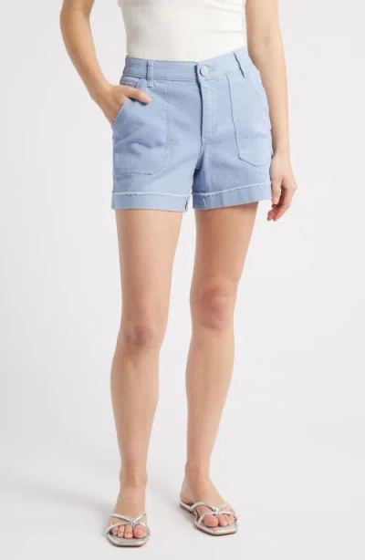Wit & Wisdom 'ab'solution Frayed Patch Pocket High Waist Twill Shorts In Horizon Blue