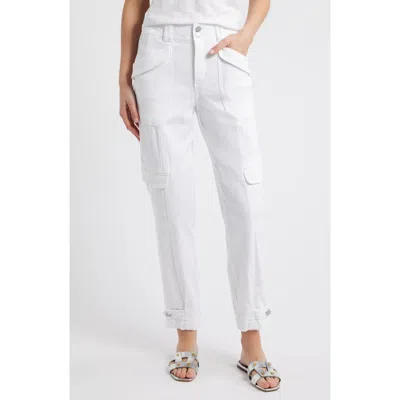Wit & Wisdom 'ab'solution High Waist Ankle Tapered Twill Cargo Pants In Optic White