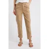 Wit & Wisdom 'ab'solution High Waist Ankle Tapered Twill Cargo Pants In Warm Sand