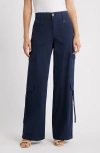 Wit & Wisdom 'ab'solution High Waist Cotton Blend Cargo Pants In Blue
