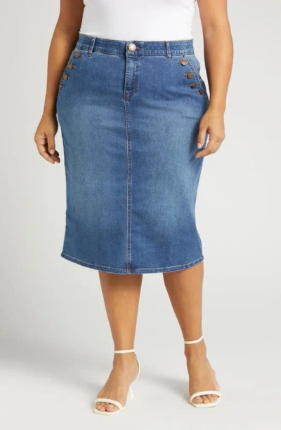 Wit & Wisdom 'ab'solution High Waist Denim Skirt In Blue