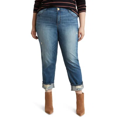 Wit & Wisdom 'ab'solution High Waist Frayed Boyfriend Jeans In Mid Blue Vintage