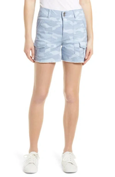 Wit & Wisdom 'ab'solution High Waist Frayed Hem Cargo Shorts In Blfg Blue Fog
