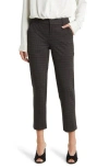 Wit & Wisdom Crosshatch High Waist Ankle Straight Leg Ponte Pants In Charcoal Brown Olive