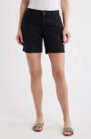 Wit & Wisdom 'ab'solution Mid Length Stretch Twill Shorts In Black