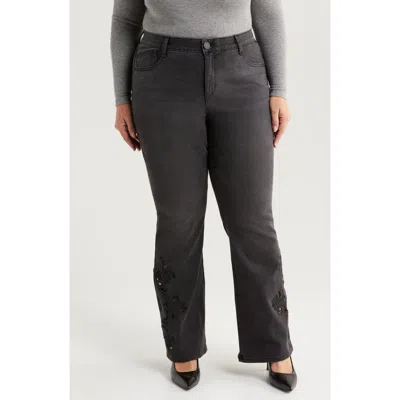Wit & Wisdom 'ab'solution Out There High Waist Flare Leg Jeans In Washed Black