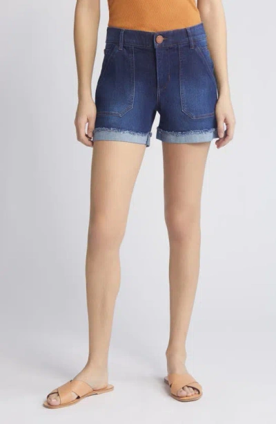 Wit & Wisdom 'ab'solution Patch Pocket High Waist Denim Shorts In Indigo