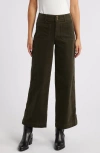 Wit & Wisdom 'ab'solution Patch Pocket High Waist Wide Leg Corduroy Pants In Duffel Green