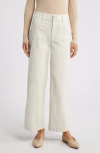 Wit & Wisdom Emma 'ab'solution Patch Pocket High Waist Wide Leg Corduroy Pants In Pale Stone