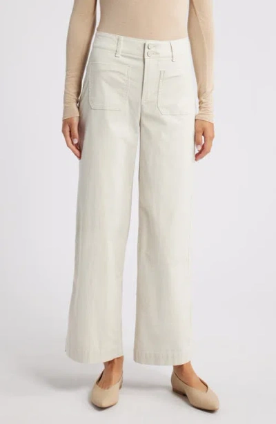 Wit & Wisdom Emma 'ab'solution Patch Pocket High Waist Wide Leg Corduroy Pants In Pale Stone