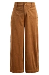 Wit & Wisdom Emma 'ab'solution Patch Pocket High Waist Wide Leg Corduroy Pants In Roasted Pecan