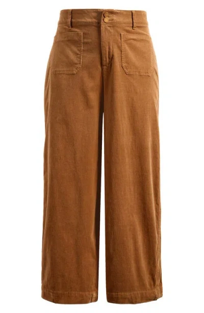 Wit & Wisdom Emma 'ab'solution Patch Pocket High Waist Wide Leg Corduroy Pants In Roasted Pecan