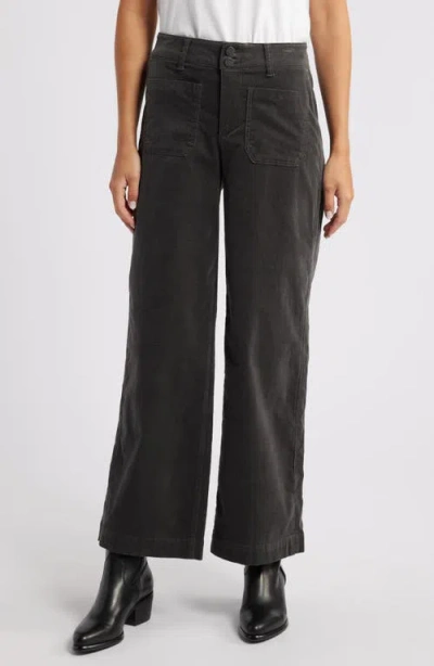 Wit & Wisdom Emma 'ab'solution Patch Pocket High Waist Wide Leg Corduroy Pants In Steel Grey