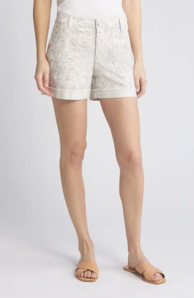 Wit & Wisdom 'ab'solution Print Patch Pocket High Waist Twill Shorts In Birch