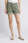 WIT & WISDOM 'AB'SOLUTION PRINT PATCH POCKET HIGH WAIST TWILL SHORTS