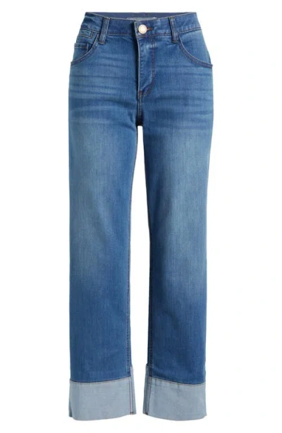 Wit & Wisdom 'ab'solution Round Up High Waist Cuffed Straight Leg Jeans In Blue