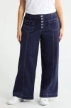 Wit & Wisdom 'ab'solution Skyrise Exposed Button Wide Leg Twill Pants In Multi
