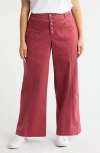 Wit & Wisdom 'ab'solution Skyrise Exposed Button Wide Leg Twill Pants In Burgundy