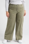 Wit & Wisdom 'ab'solution Skyrise Exposed Button Wide Leg Twill Pants In Lily Pad