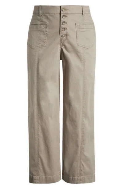 Wit & Wisdom 'ab'solution Skyrise Exposed Button Wide Leg Twill Pants In Moonrock