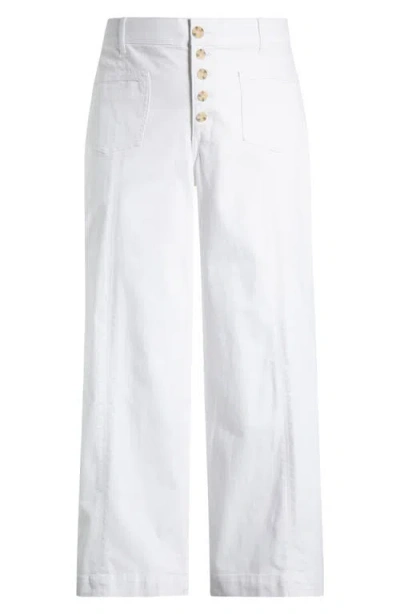 Wit & Wisdom 'ab'solution Skyrise Exposed Button Wide Leg Twill Pants In White