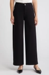 Wit & Wisdom Whitney 'ab'solution Skyrise Flat Front Wide Leg Pants In Black