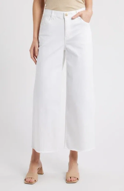 Wit & Wisdom Wyatt 'ab'solution Skyrise Frayed High Waist Ankle Wide Leg Jeans In Optic White