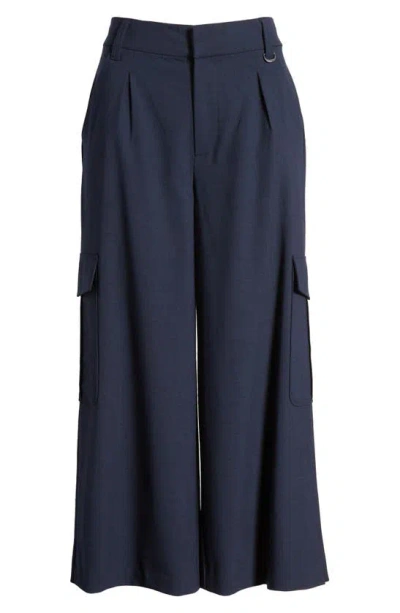 Wit & Wisdom 'ab'solution Skyrise Pleated Crop Wide Leg Pants In Navy