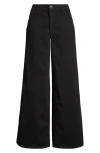 Wit & Wisdom Sam High Waist Ankle Wide Leg Twill Pants In Black