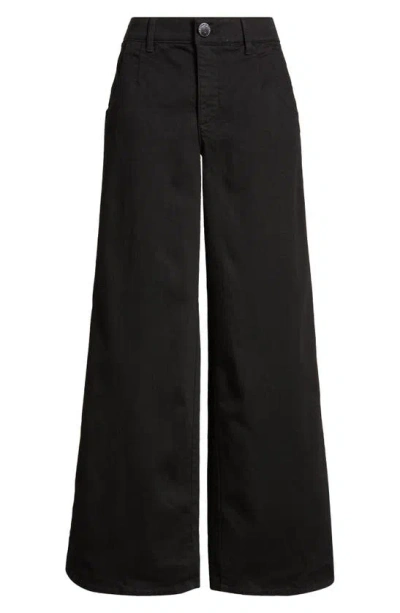 Wit & Wisdom Sam High Waist Ankle Wide Leg Twill Pants In Black