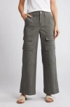 Wit & Wisdom 'ab'solution Skyrise Wide Leg Utility Pants In Dusty Olive