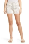 Wit & Wisdom 'ab'-solution Stripe High Waist Raw Hem Shorts In Khaki Multi