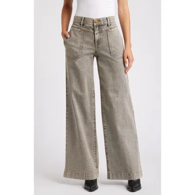 Wit & Wisdom 'ab'solution V-yoke High Waist Wide Leg Jeans In Tinted Brown