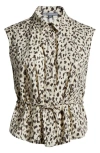 Wit & Wisdom Animal Spot Cap Sleeve Cotton Peplum Top