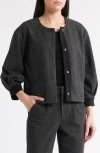 Wit & Wisdom Barrel Sleeve Herringbone Crop Jacket In Gray