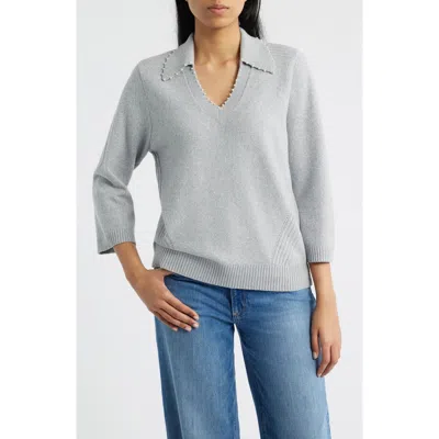Wit & Wisdom Bead Trim Sweater In Gray