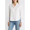 Wit & Wisdom Beaded Collar Cotton Blend Button-up Shirt In Off White