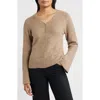 Wit & Wisdom Bell Sleeve Henley Sweater In Brown
