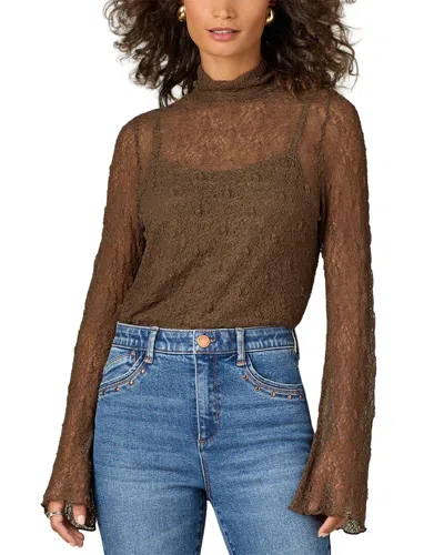 Wit & Wisdom Bell Sleeve Knit Top In Brown
