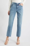 Wit & Wisdom Bennett 'ab'solution Skyrise Rhinestone Raw Hem High Waist Ankle Barely Bootcut Jeans